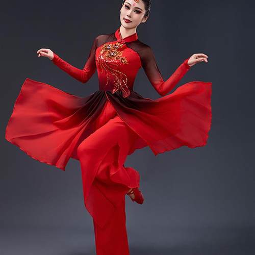 秧歌舞演出服装女中国风2025新款民族舞套装喜庆古典舞蹈服表演服