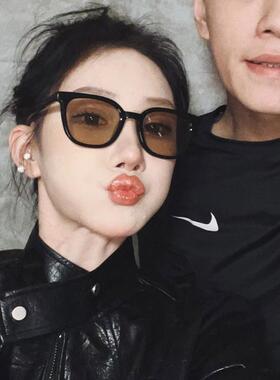 gm黑框茶色墨镜女夏级感2025年新款登山网红款大脸显瘦太阳眼镜