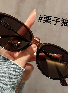 清尼龙猫眼墨镜女款茶色防紫外线2025新款级感太阳镜开车专用