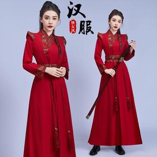 国学汉服成人中国风侠女雪龙吟舞蹈演出服花木兰武侠古风打鼓服装