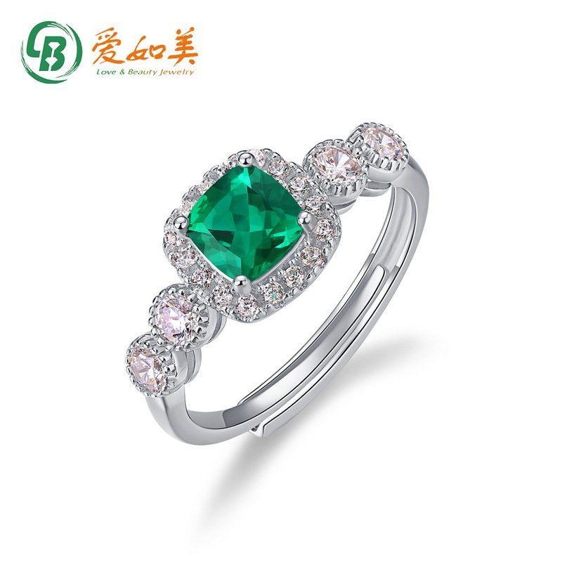 培育祖母绿戒指女高级感风个性气质S925银渡18K金PT950铂金戒指