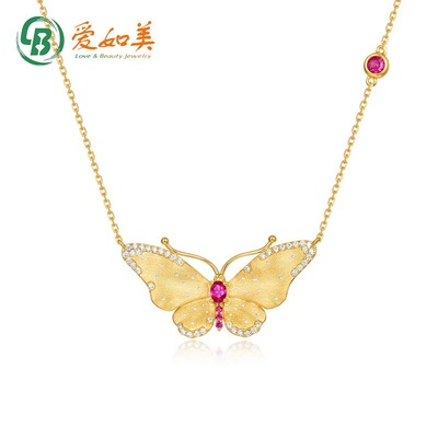 新款时尚蝴蝶锁骨链高级感S925银渡18K金PT950铂金镀金拉丝项链女