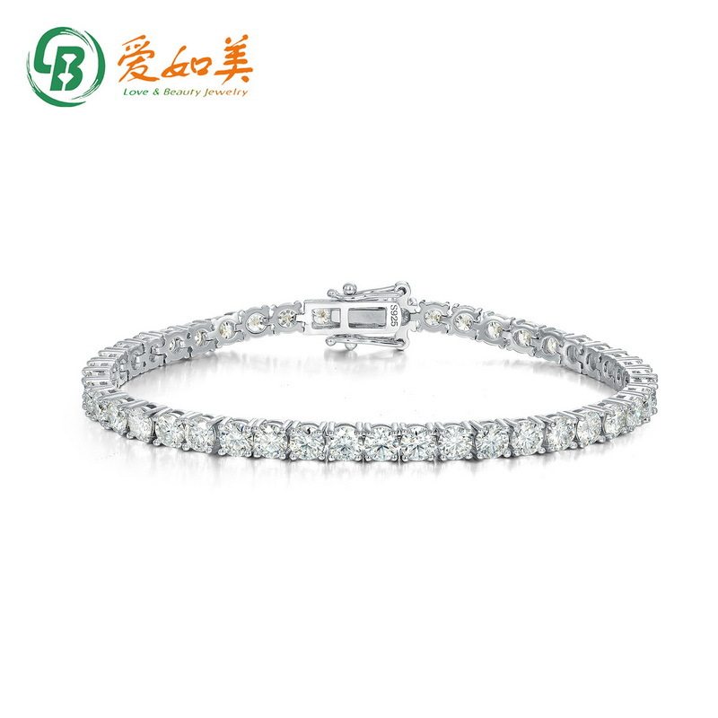 新款轻奢个性夸张莫桑钻手链女S925银渡18K金PT950铂金网球链满钻