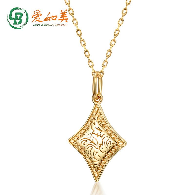 古典花纹菱形几何首饰吊坠女S925银渡18K金PT950铂金四芒星项链