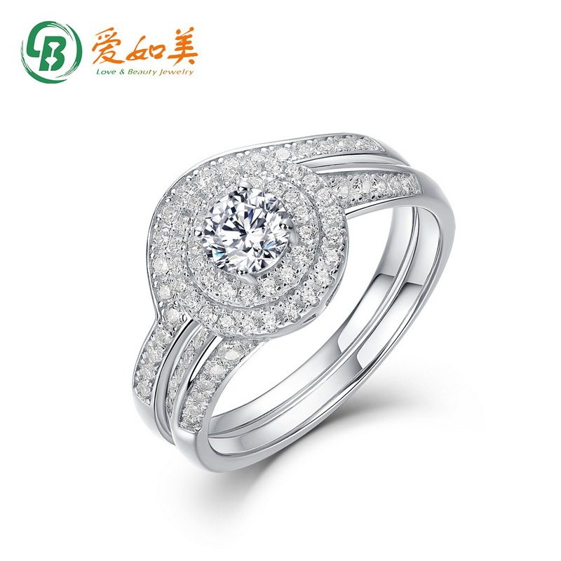 个性扭臂交叉莫桑钻S925银渡18K金PT950铂金套戒高级感求婚定婚戒