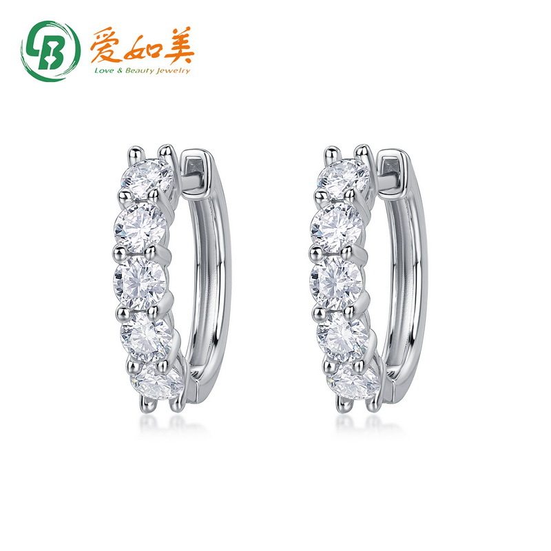 百搭气质莫桑石耳环满钻圆形S925银渡18K金PT950铂金耳环轻奢高级