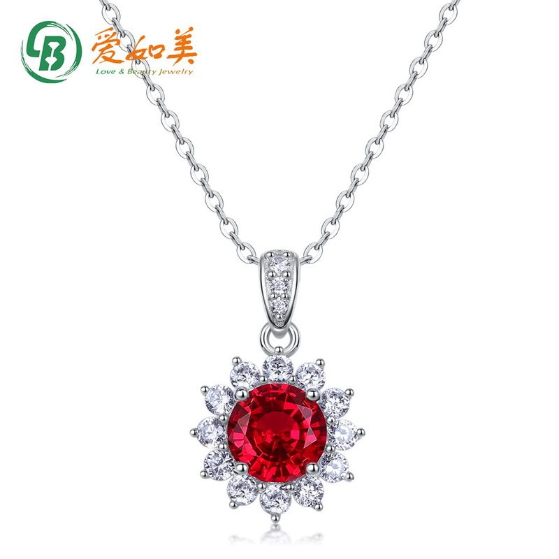 轻奢高级培育红宝吊坠锁骨链ins风S925银渡18K金PT950铂金项链女