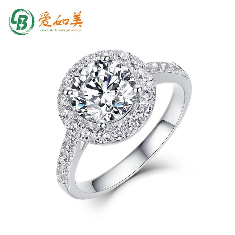魔星钻戒指圆包S925银渡18K金PT950铂金莫桑钻戒指女结婚钻石戒指