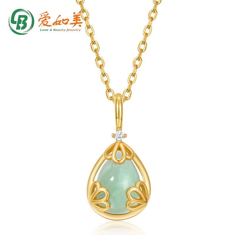 水滴形东陵玉白水晶S925银渡18K金PT950铂金吊坠经典水滴皇冠吊坠