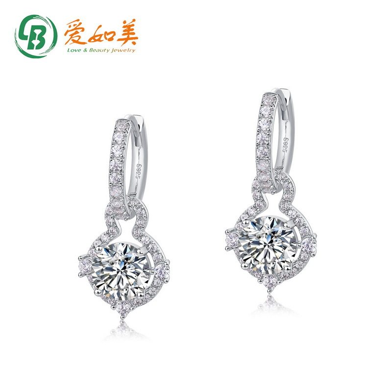 莫桑石耳环女S925银渡18K金PT950铂金满镶彩宝高级感耳坠轻奢时尚