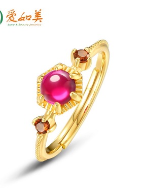 简约几何红刚玉戒指小众复古宫廷风S925银渡18K金PT950铂金戒指