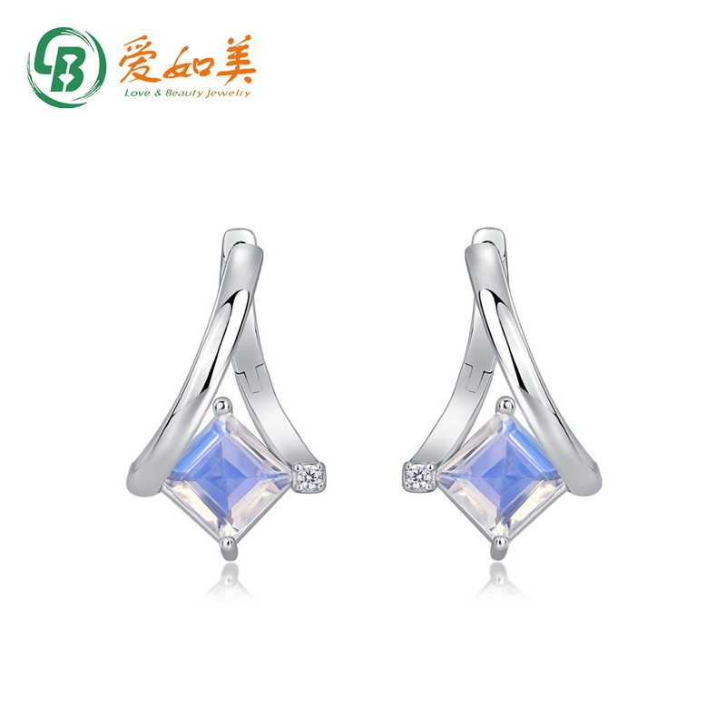 七彩蓝月光耳环女小众设计S925银渡18K金PT950铂金耳钉高级感耳饰