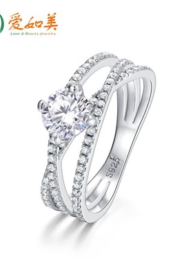 时尚流行莫桑钻戒指女S925银渡18K金PT950铂金戒指环ins风饰品