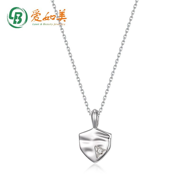 简约S925银渡18K金PT950铂金百搭盾牌项链气质小众饰品锁骨链配饰