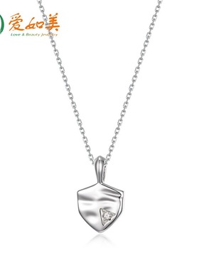 简约S925银渡18K金PT950铂金百搭盾牌项链气质小众饰品锁骨链配饰