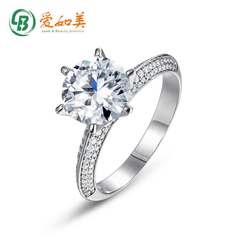 新款轻奢风六爪皇冠求婚戒S925银渡18K金PT950铂金戒指莫桑石戒指