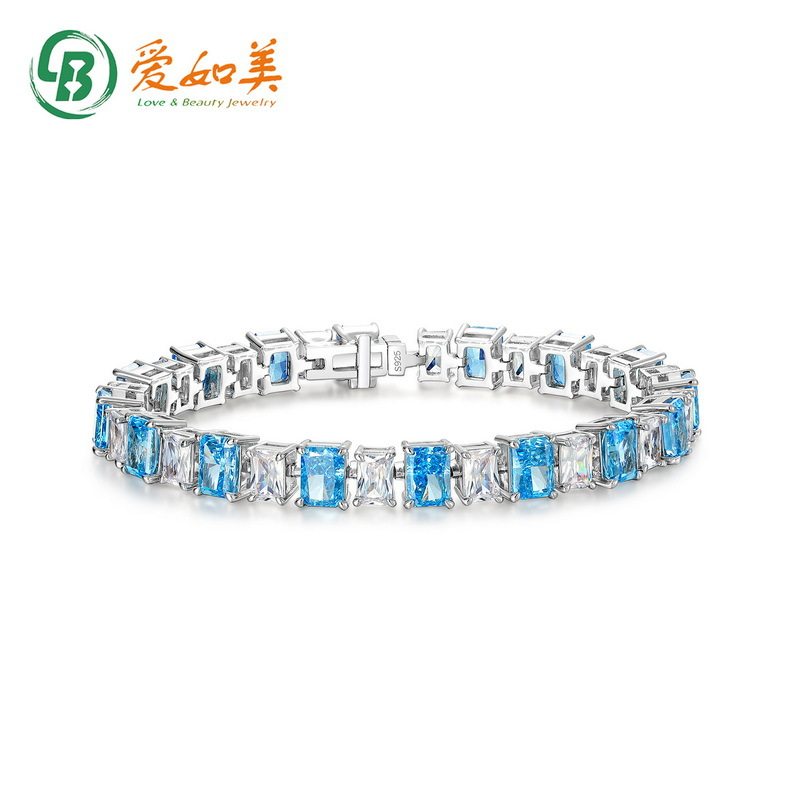 时尚流行S925银渡18K金PT950铂金冰花切高碳钻手链轻奢小众设计