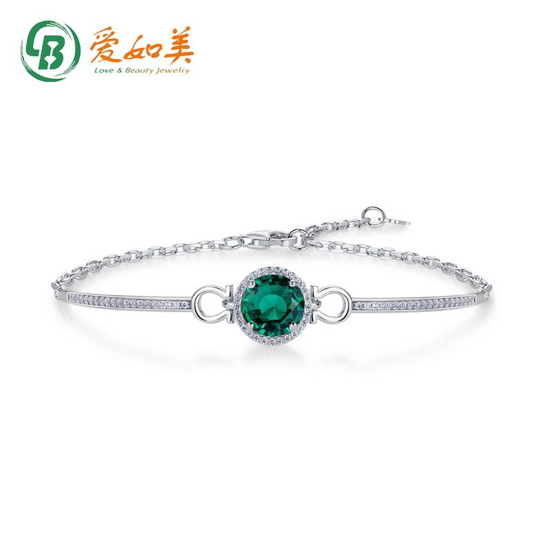 轻奢个性培育祖母绿手链S925银渡18K金PT950铂金镀金手链时尚手链