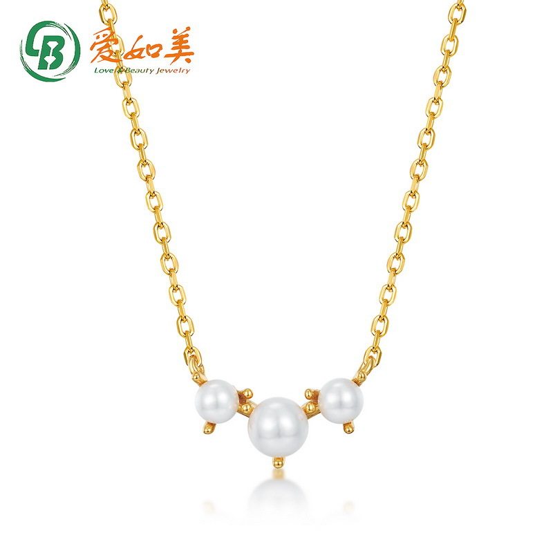 极简风几何贝珠项链时尚流行S925银渡18K金PT950铂金项链女锁骨链