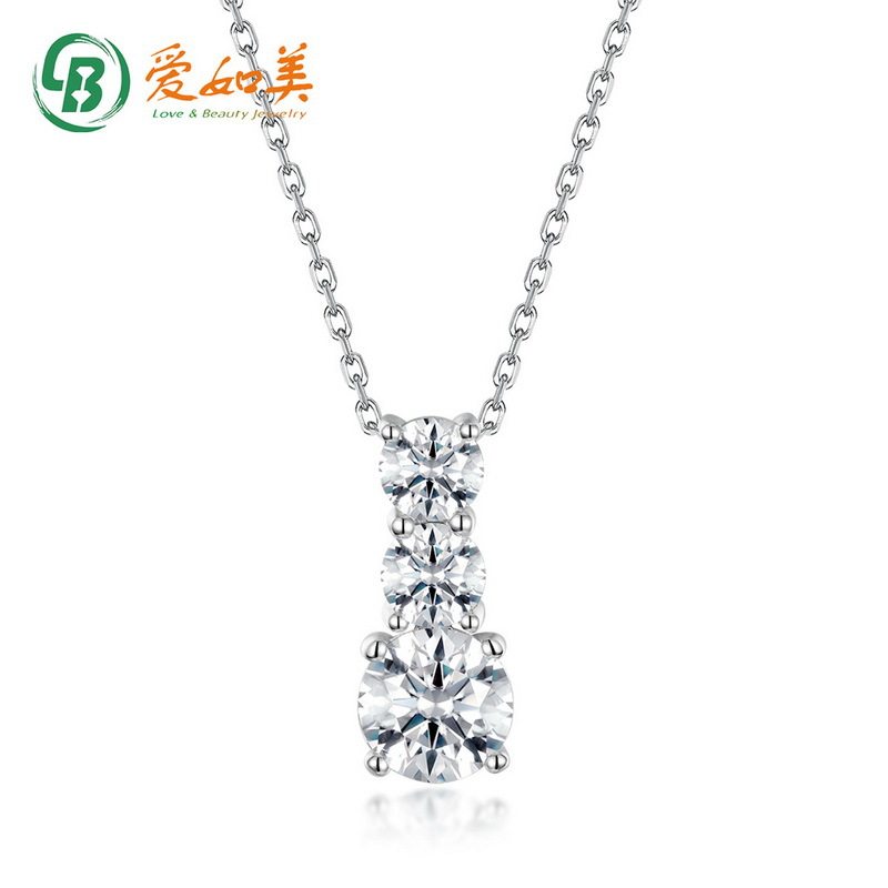 轻奢风三生石莫桑钻吊坠锁骨链S925银渡18K金PT950铂金莫桑钻项链