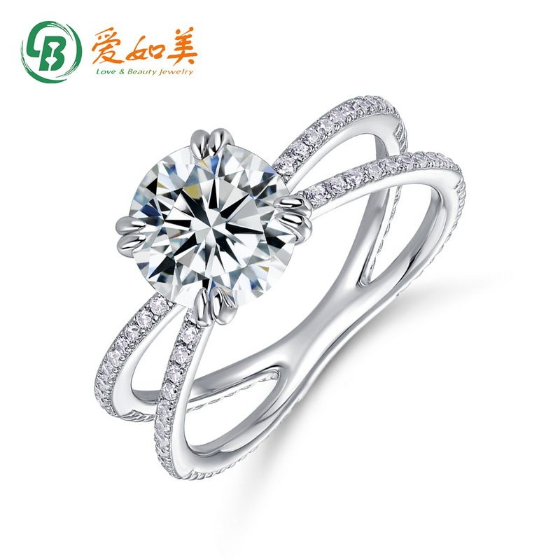 S925银渡18K金PT950铂金新款四爪戒指轻奢小众设计食指戒时尚戒指