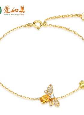 S925银渡18K金PT950铂金珠宝纯银黄水晶橄榄石手饰昆虫蜜蜂手链