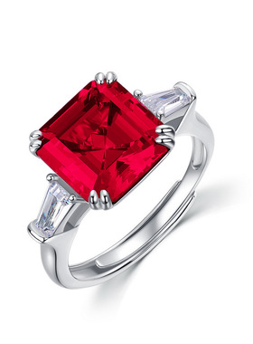 新款简约大气培育红宝戒指时尚流行S925银渡18K金PT950铂金戒指女