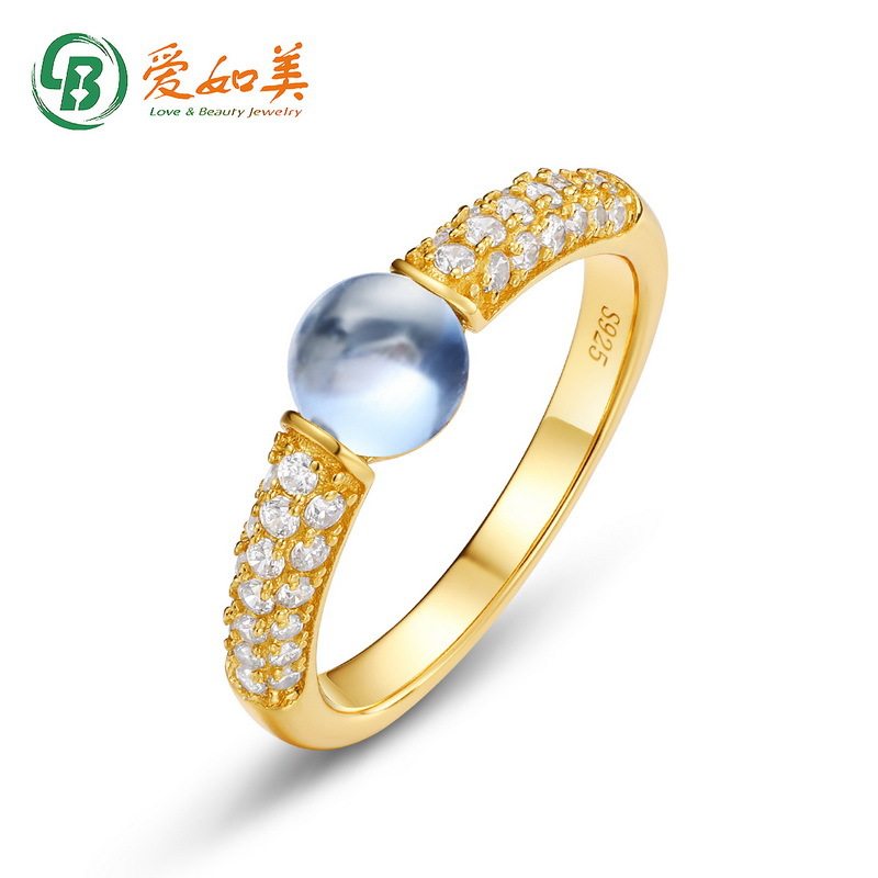 彩色水晶S925银渡18K金PT950铂金戒指轻奢精致高级感重工食指指环
