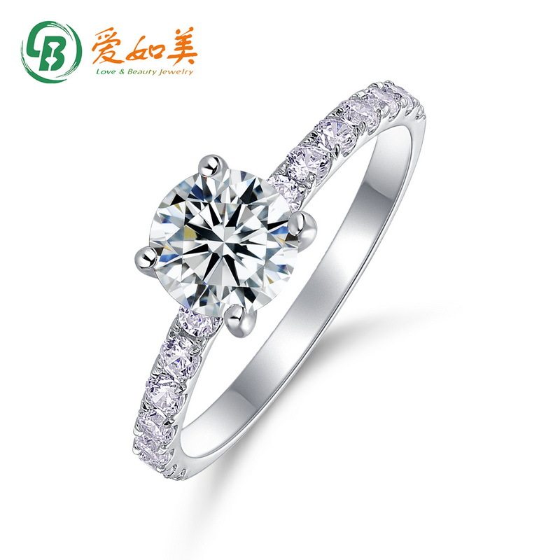 新品轻奢风珠宝新品S925银渡18K金PT950铂金色经典四爪莫桑钻戒指