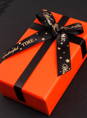 橘皮纹！大气时尚橙色蝴蝶结礼品盒挂饰包装盒外径12cm7.5cm4cm