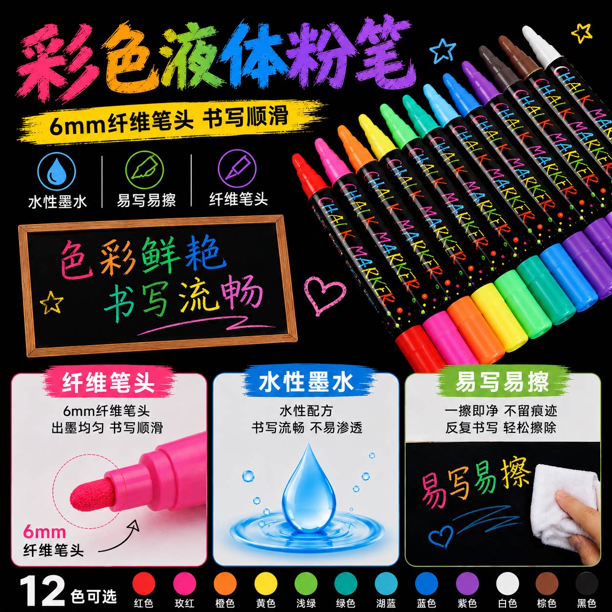 玻璃笔液体粉笔广告装饰可擦彩色图片