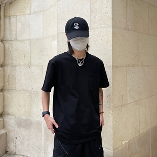 纯棉短袖 ICEREVERIE T恤250克重宽松纯色简约口袋基础打底t恤男女