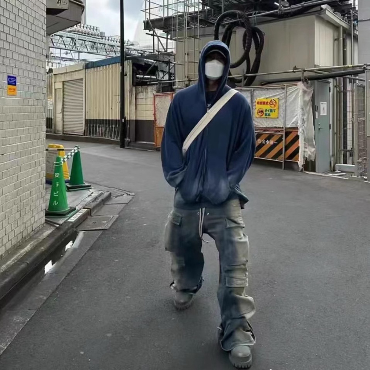 正确未动版型 RO风格 capper同款水洗做旧渐变牛仔裤男女工装裤