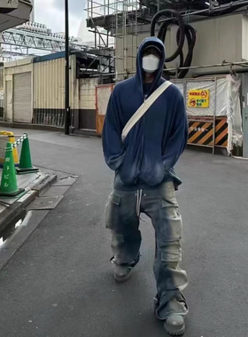 正确未动版型 RO风格 capper同款水洗做旧渐变牛仔裤男女工装裤