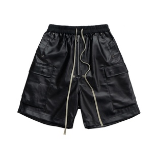 宽松阔腿潮流短裤 五分裤 男ins Cargo暗黑哑光涂层多口袋工装 RO风格