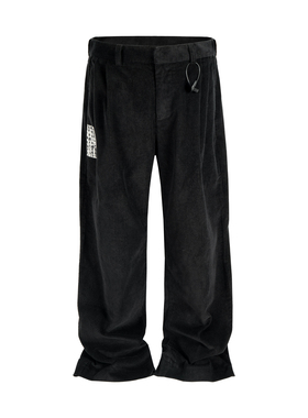 美式erd风格忧郁的富二代灯芯绒诗歌贴布潮流休闲直筒水洗西裤男