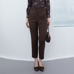 显瘦百搭黑色 通勤西裤 诗梦女装 26春复古热巧克力棕高腰锥形小脚裤
