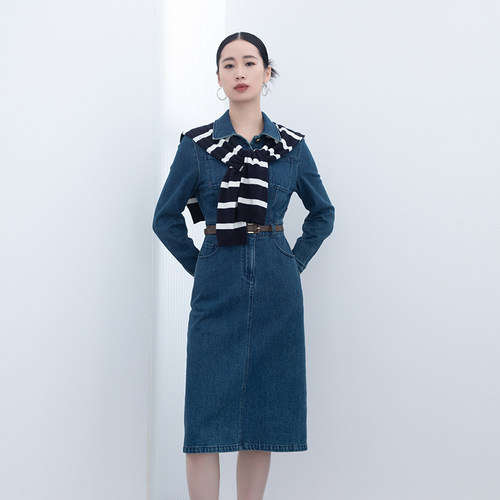 诗梦女装秋季新款牛仔连衣裙