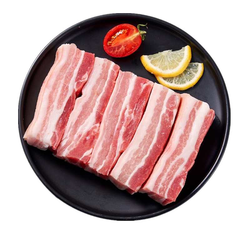 【鲜切速冻】中粮亚麻籽猪五花肉新鲜带皮三层厚切猪肉1000g