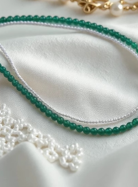 天然绿玛瑙珍珠项链百搭送礼好品