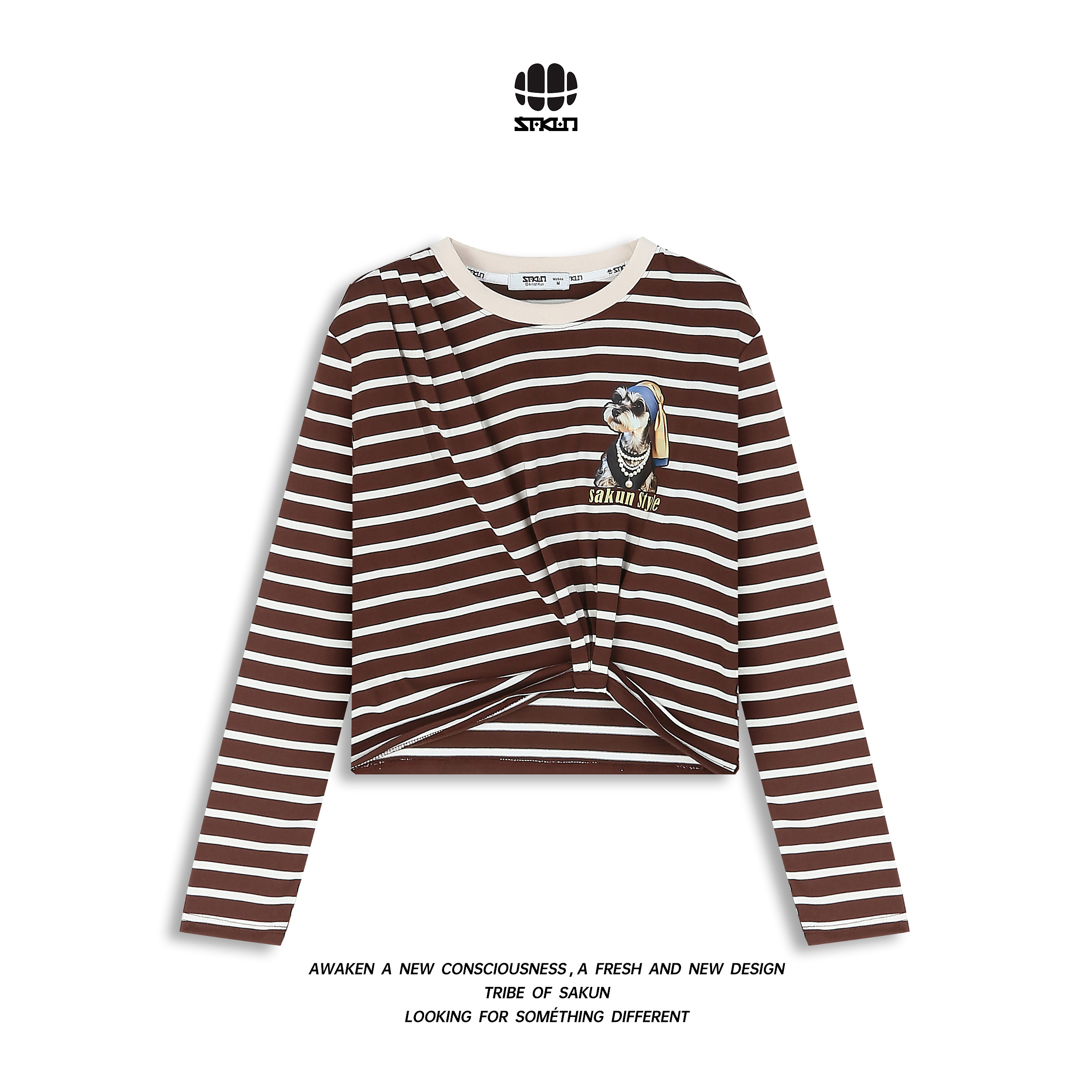 SAKUN条纹圆领T恤3163-1216389
