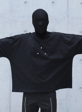 CHRYSOMALLON短宽Boxyfit重磅纯棉凉感冰皮五分袖金属扣短袖T恤