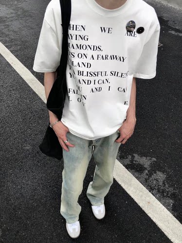 role23sscleanfit标语印花短袖