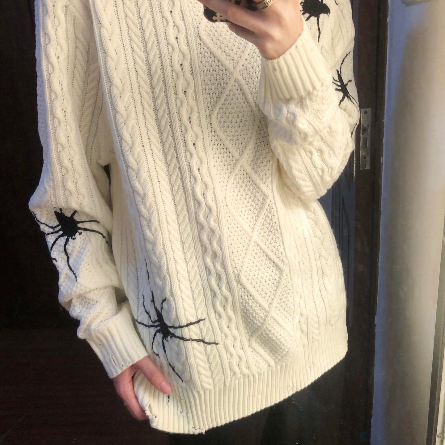 「TSAOOJ」 remake蜘蛛破坏毛衣男女美式高街百搭痞帅情侣针织衫