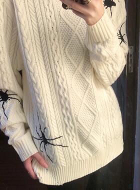 「TSAOOJ」 remake蜘蛛破坏毛衣男女美式高街百搭痞帅情侣针织衫