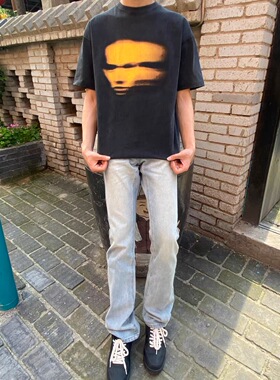 「TSAOOJ」VINTAGE水洗虚幻重影人像印花T恤夏季小众cleanfit短袖