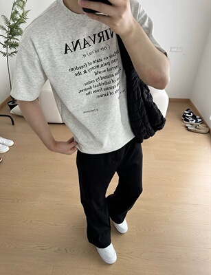 涅槃乐队简约标语短袖重磅320g纯棉字母美式t恤高街cleanfit半袖