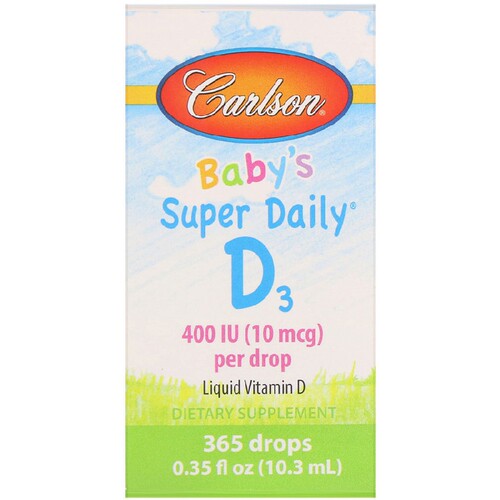 美国品牌Carlson Labs 婴儿每日维生素D3滴剂 400单位10微克/10ml