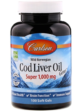 美国品牌Carlson Labs 挪威野生鱼肝油 1000mg/100粒