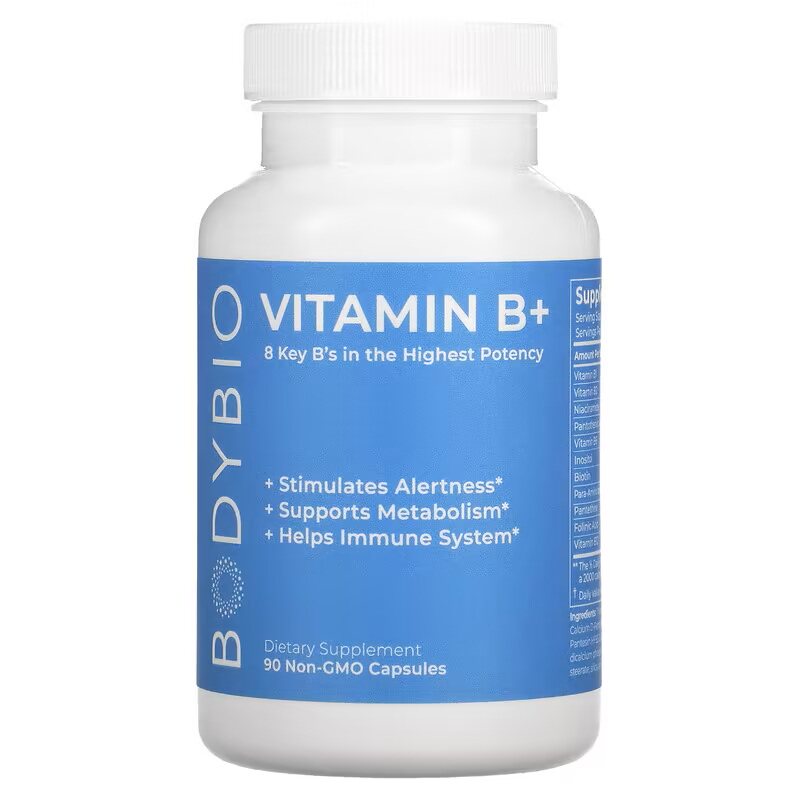 代购BodyBio 维生素B(烟酰胺/泛酸/B1/B2/B6/B12肌醇/亚叶酸 90粒图片